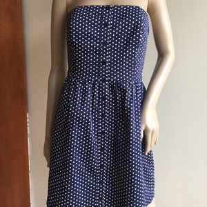 Polka Dot Navy Blue Tube Dress